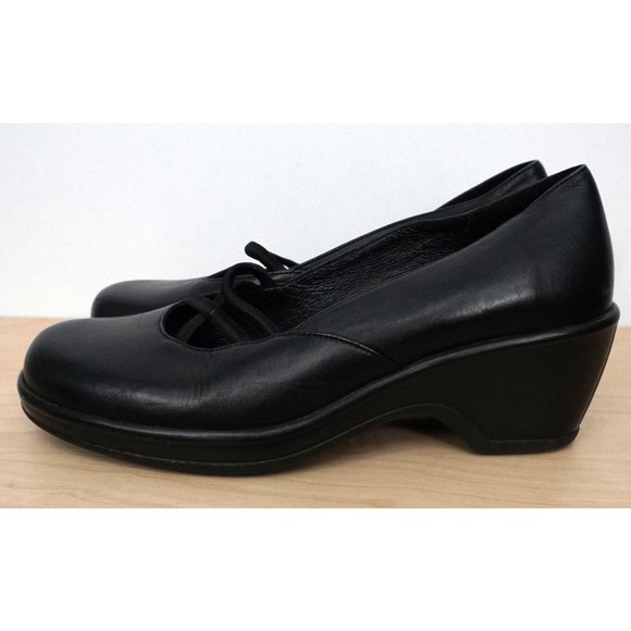 DANSKO Black Leather Slip On Clogs Heels Shoes Size 40 US 9.5 10 - Picture 5 of 9